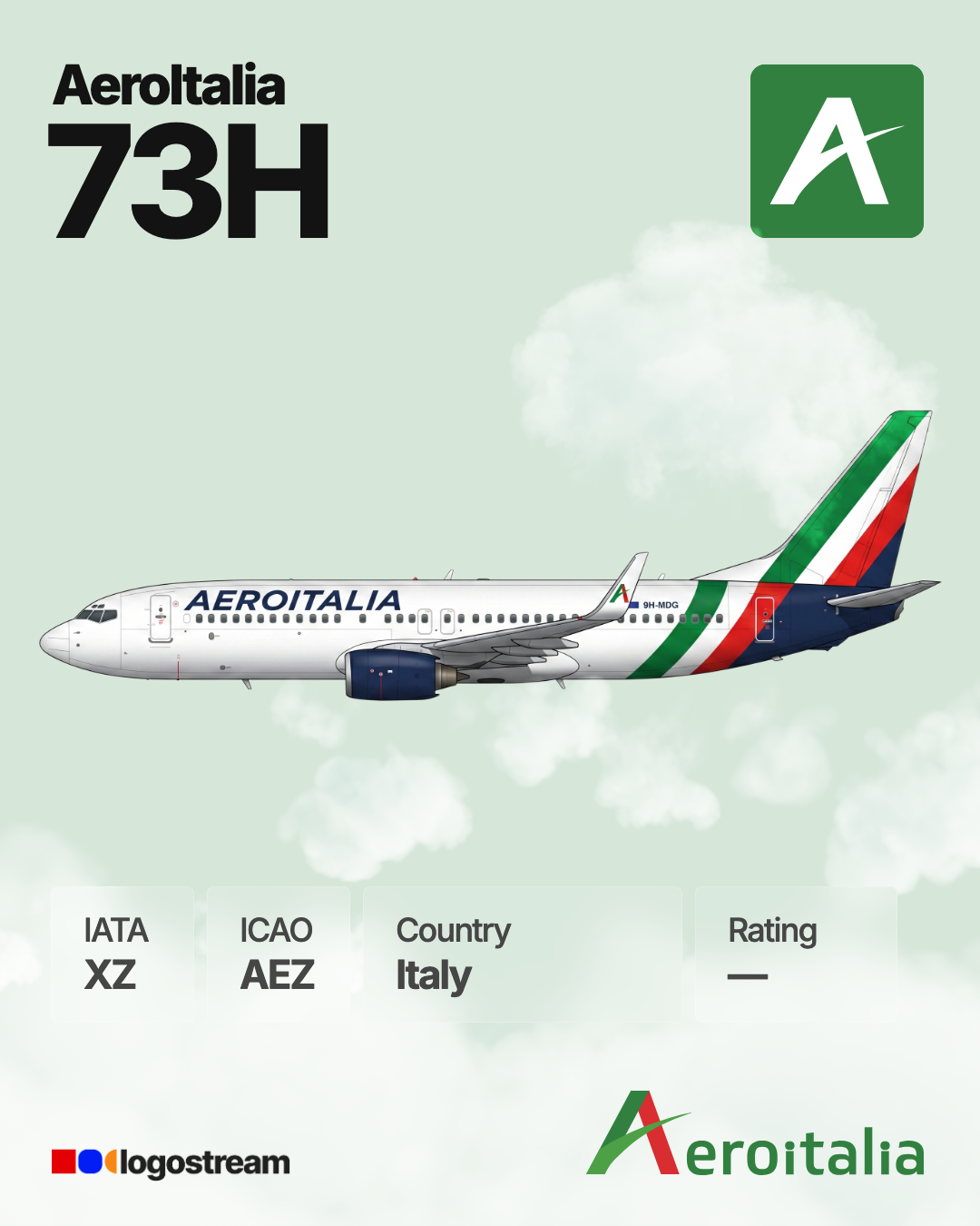 Aeroitalia aircraft livery – AEZ airline logo on aircraft