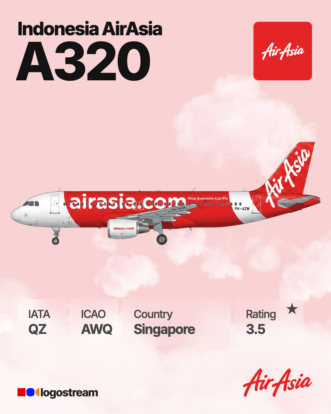 Indonesia AirAsia aircraft livery – AWQ airline logo on aircraft
