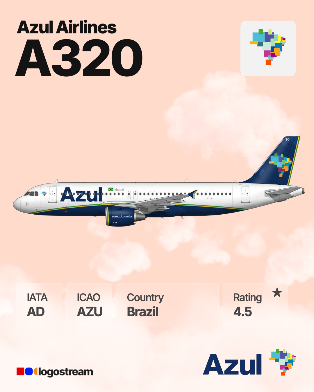 Azul Brazilian Airlines airline logo – AZU brand asset