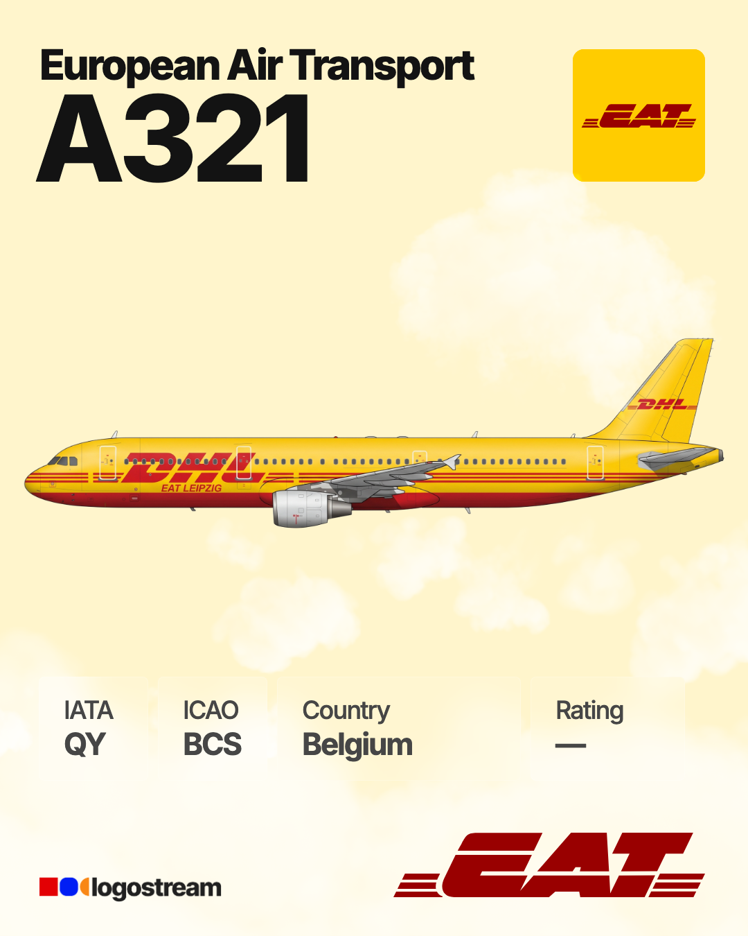European Air Transport (Belgium) aircraft livery – BCS airline logo on aircraft