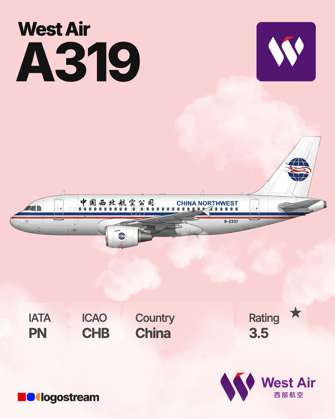 West Air (China) aircraft livery – CHB airline logo on aircraft