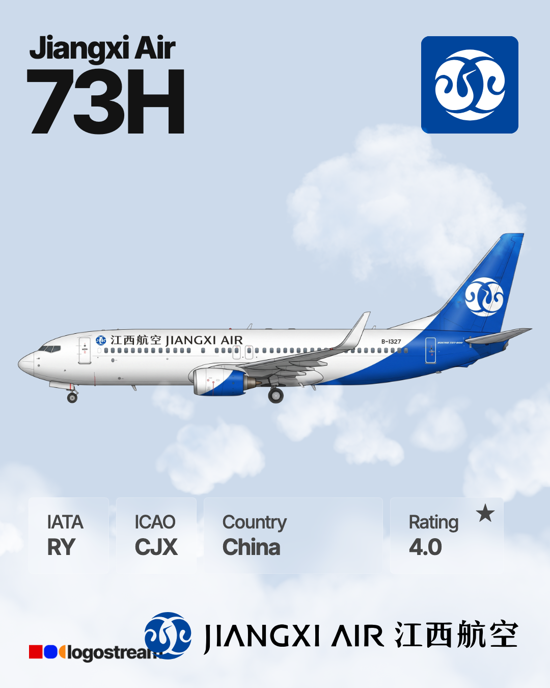 Jiangxi Air aircraft livery – CJX airline logo on aircraft