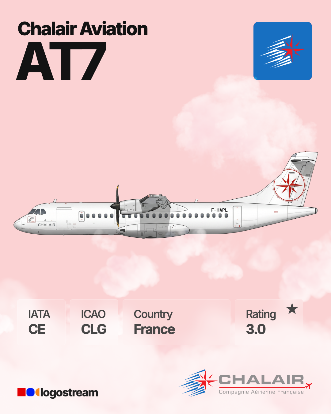 Chalair Aviation aircraft livery – CLG airline logo on aircraft