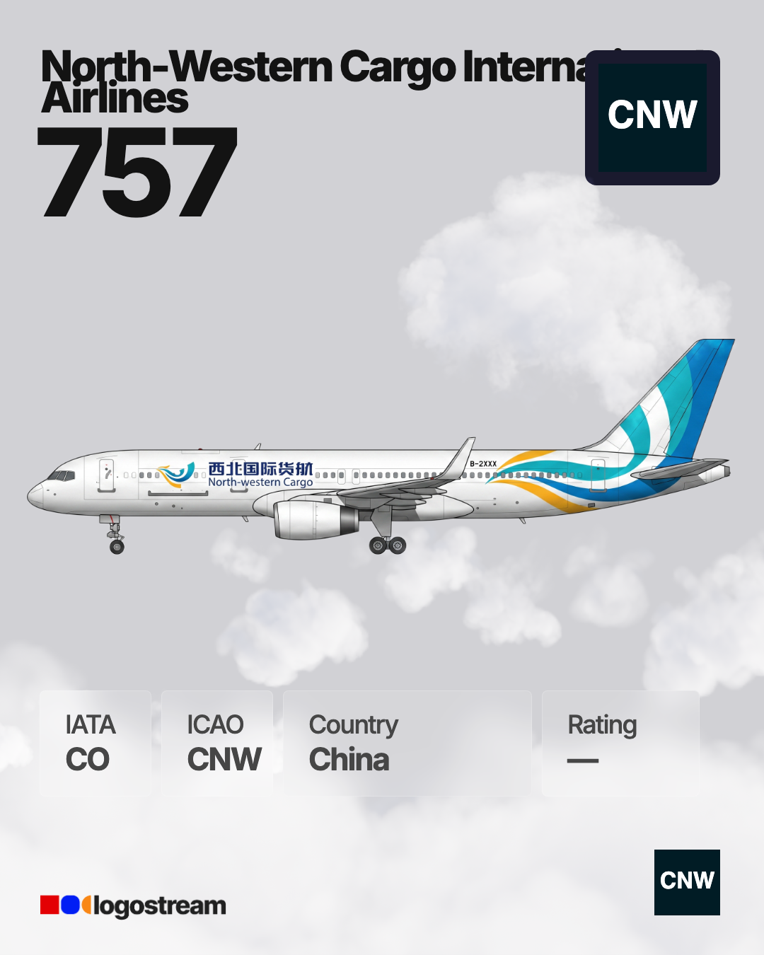 China Northwest Airlines aircraft livery – CNW airline logo on aircraft