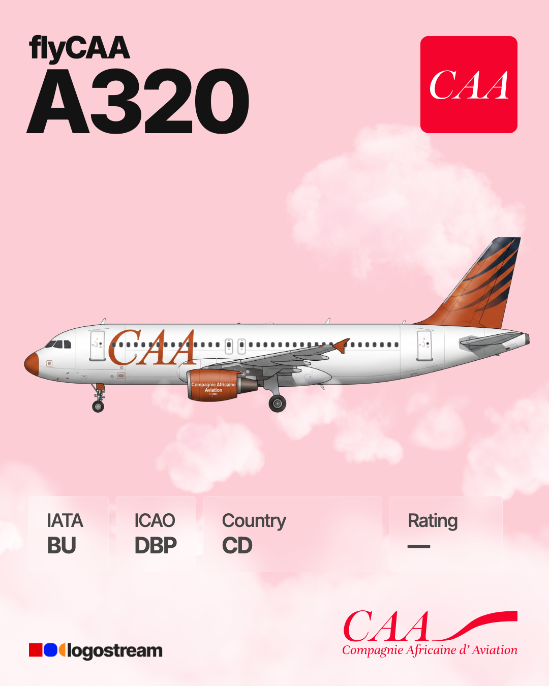 Compagnie Africaine d'Aviation aircraft livery – DBP airline logo on aircraft