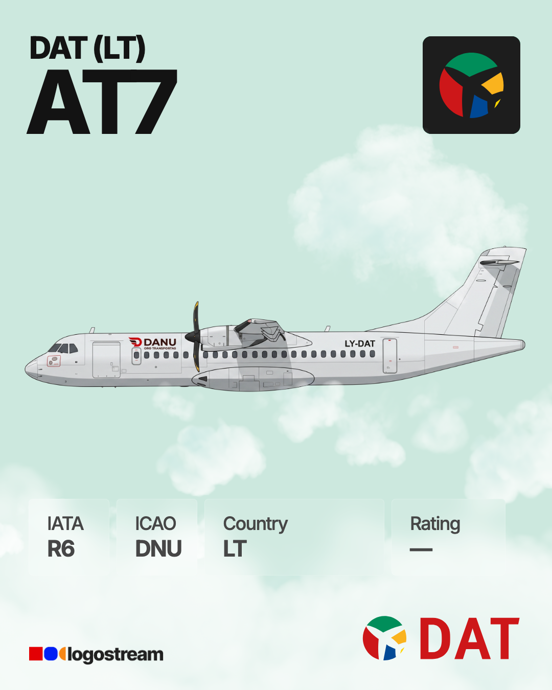 DAT LT aircraft livery – DNU airline logo on aircraft