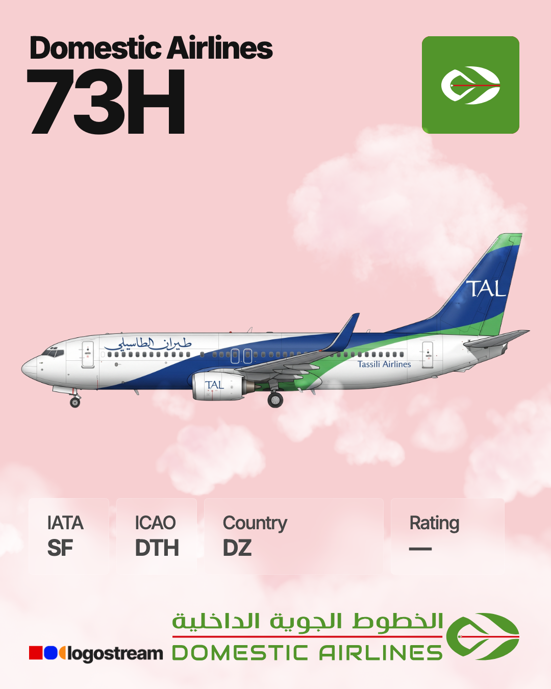 Domestic Airlines aircraft livery – DTH airline logo on aircraft
