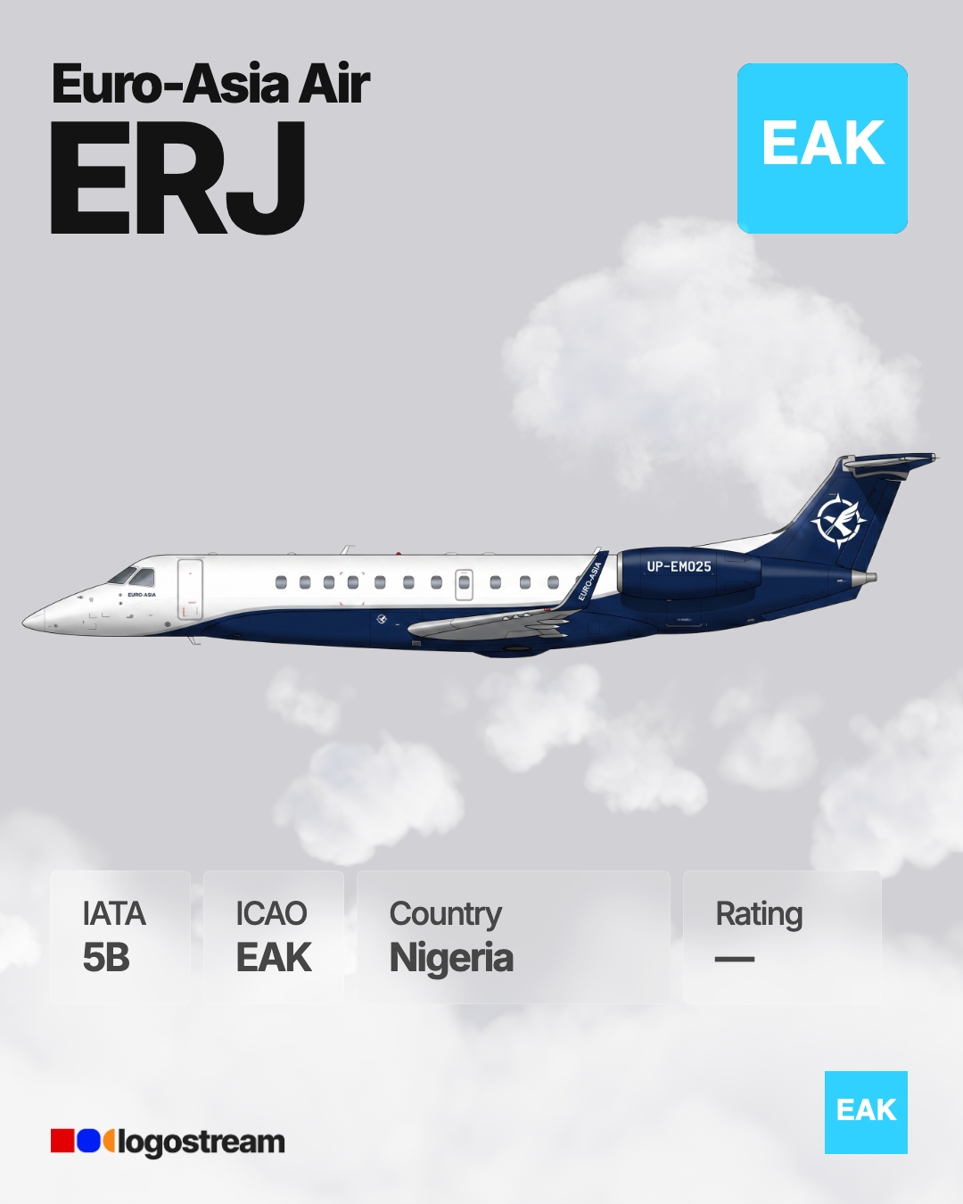 Euro-Asia Air aircraft livery – EAK airline logo on aircraft