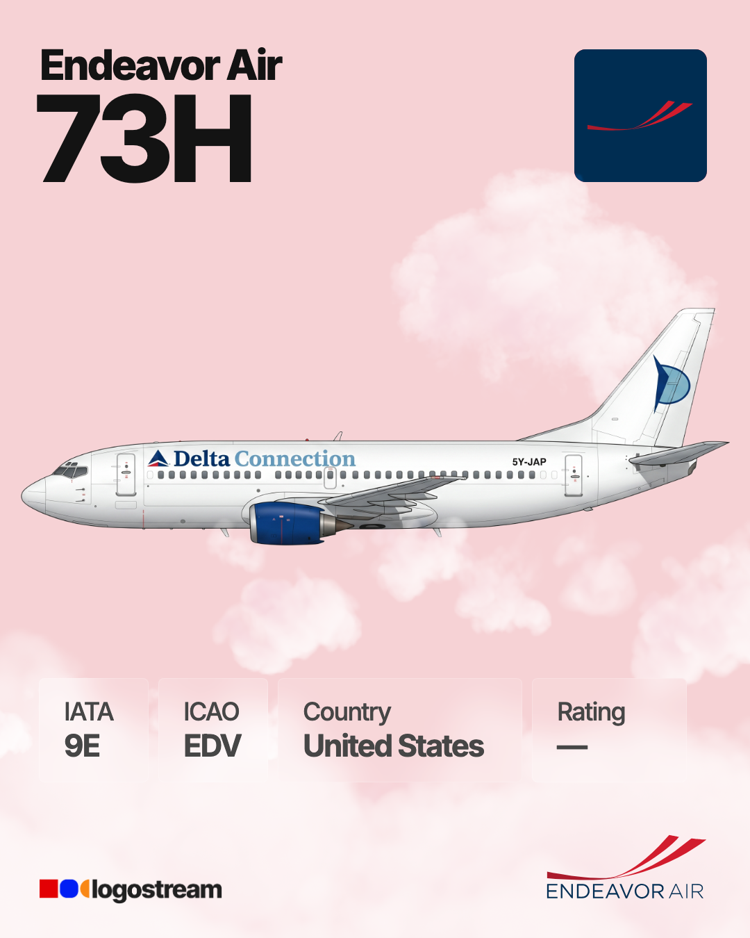 Endeavor Air aircraft livery – EDV airline logo on aircraft