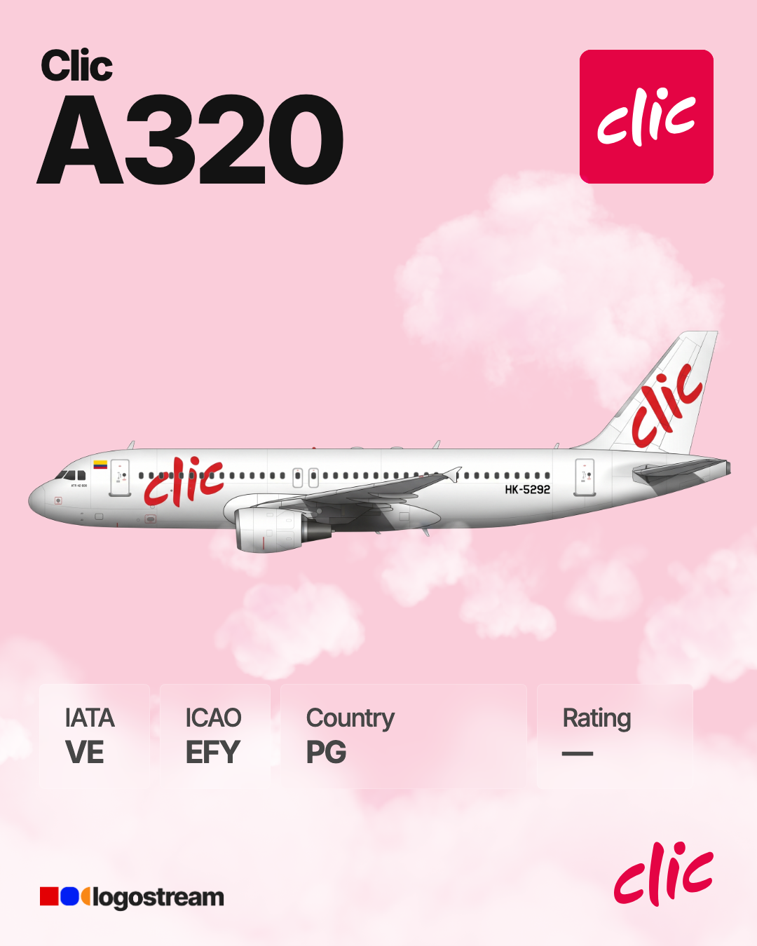 Clic Air aircraft livery – EFY airline logo on aircraft