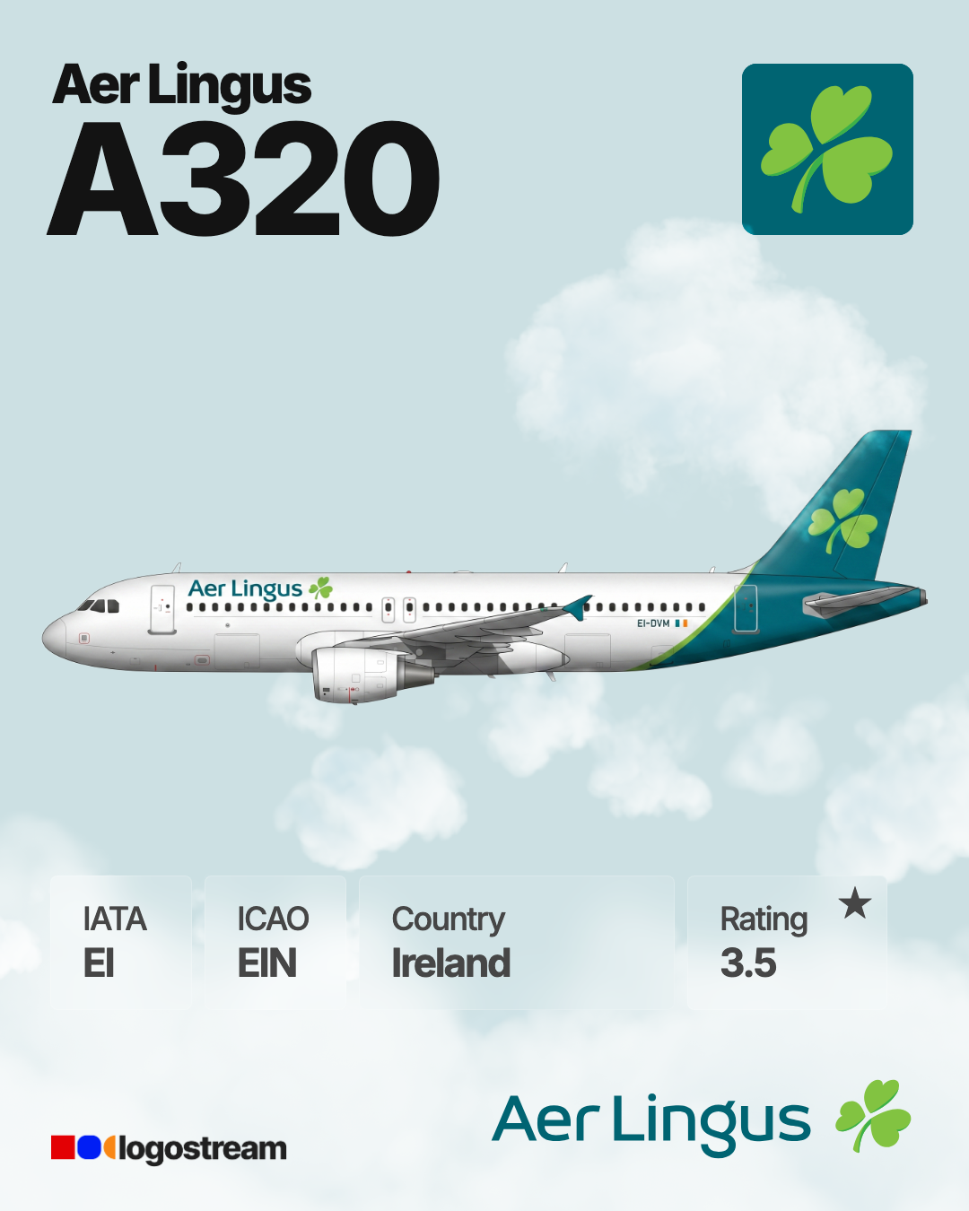 Aer Lingus aircraft livery – EIN airline logo on aircraft