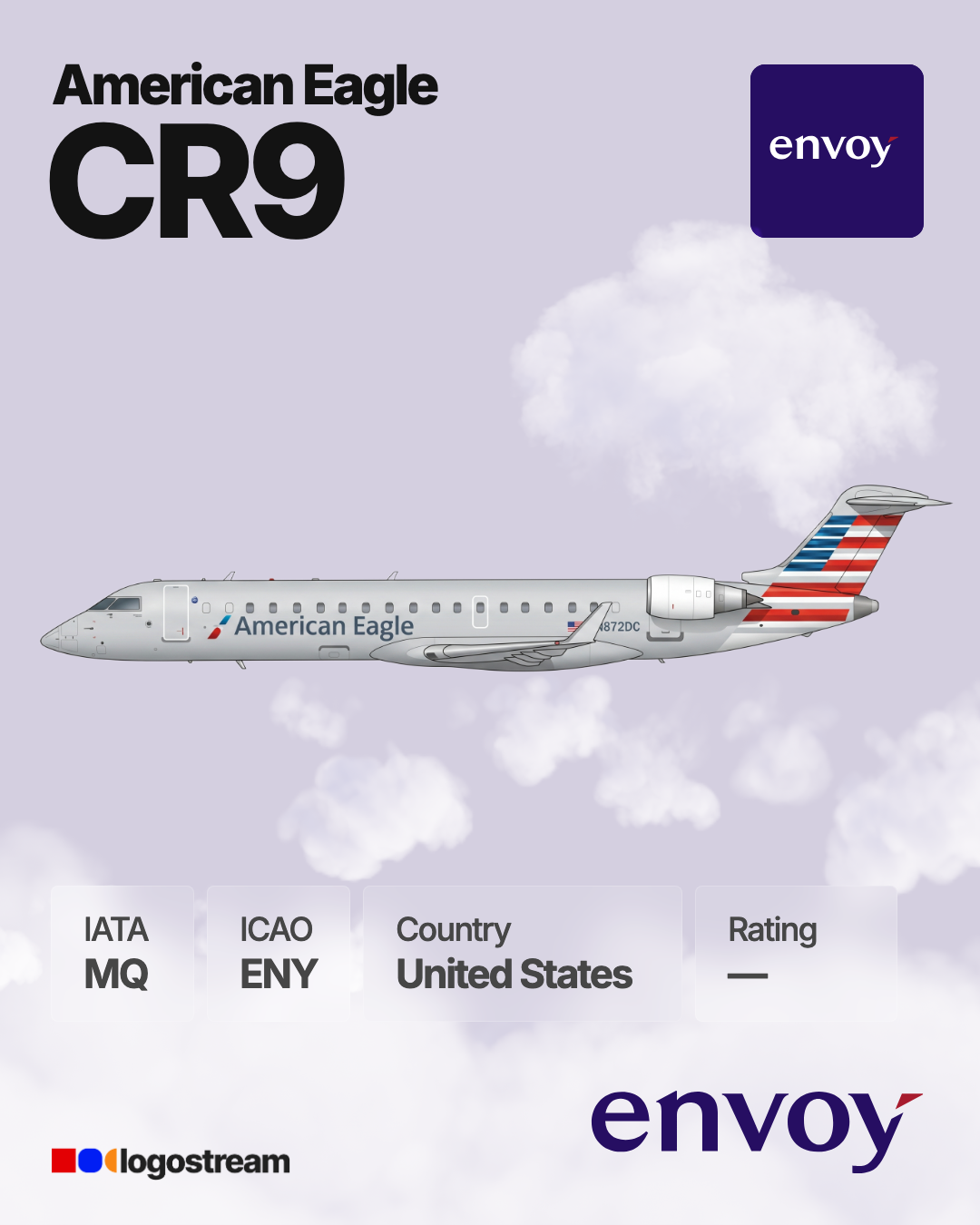 Envoy Air aircraft livery – ENY airline logo on aircraft