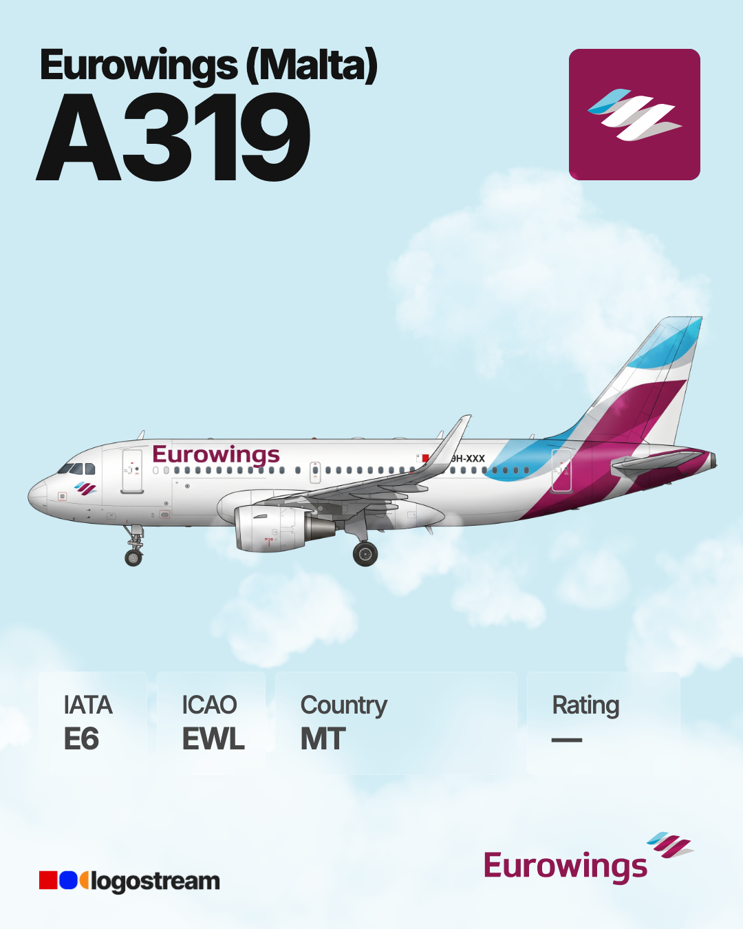 Eurowings Europe aircraft livery – EWL airline logo on aircraft