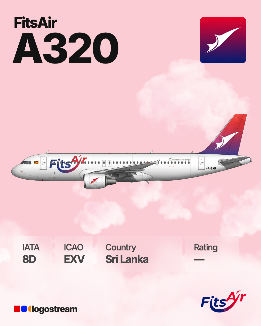 FitsAir aircraft livery – EXV airline logo on aircraft