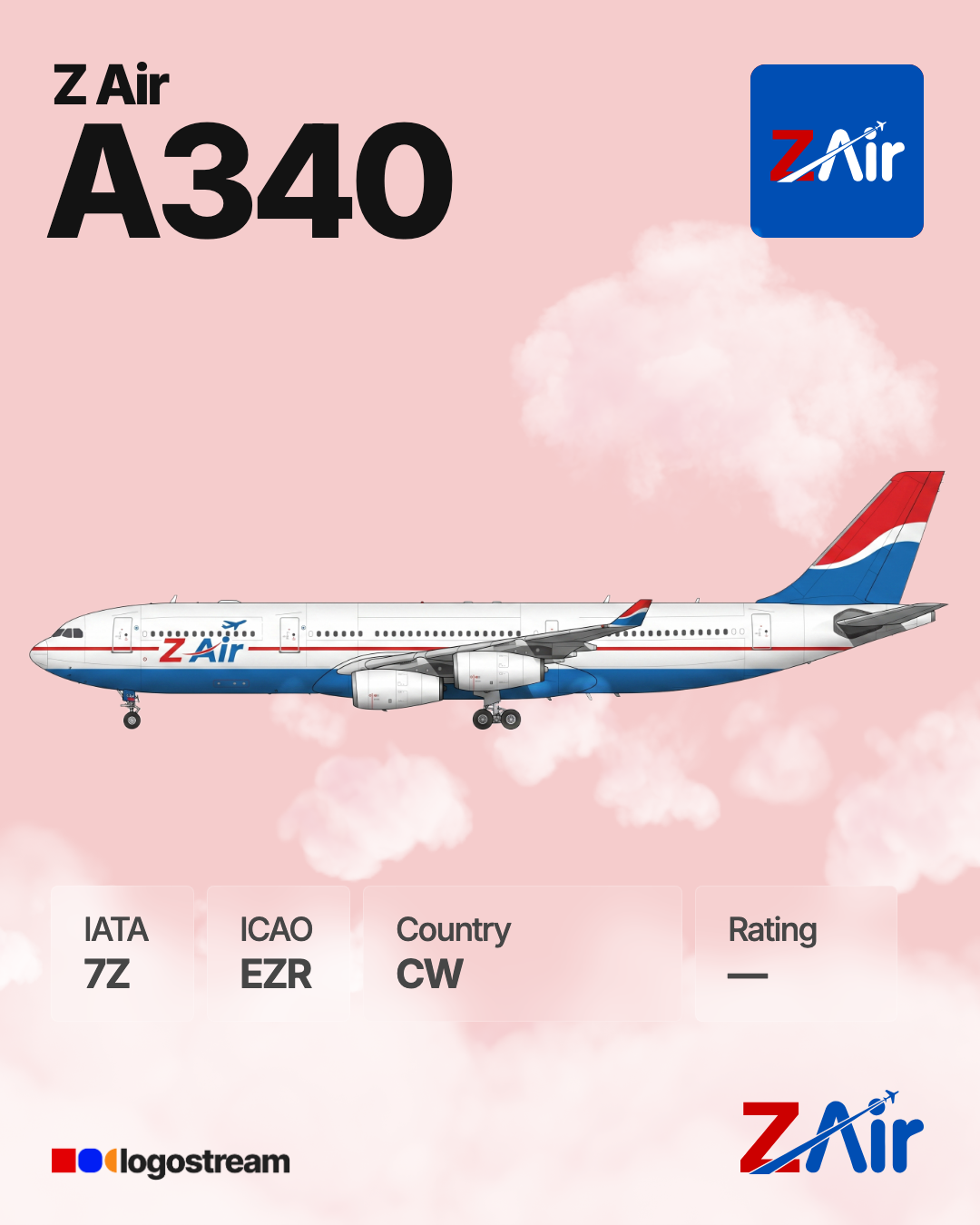 Z Air aircraft livery – EZR airline logo on aircraft