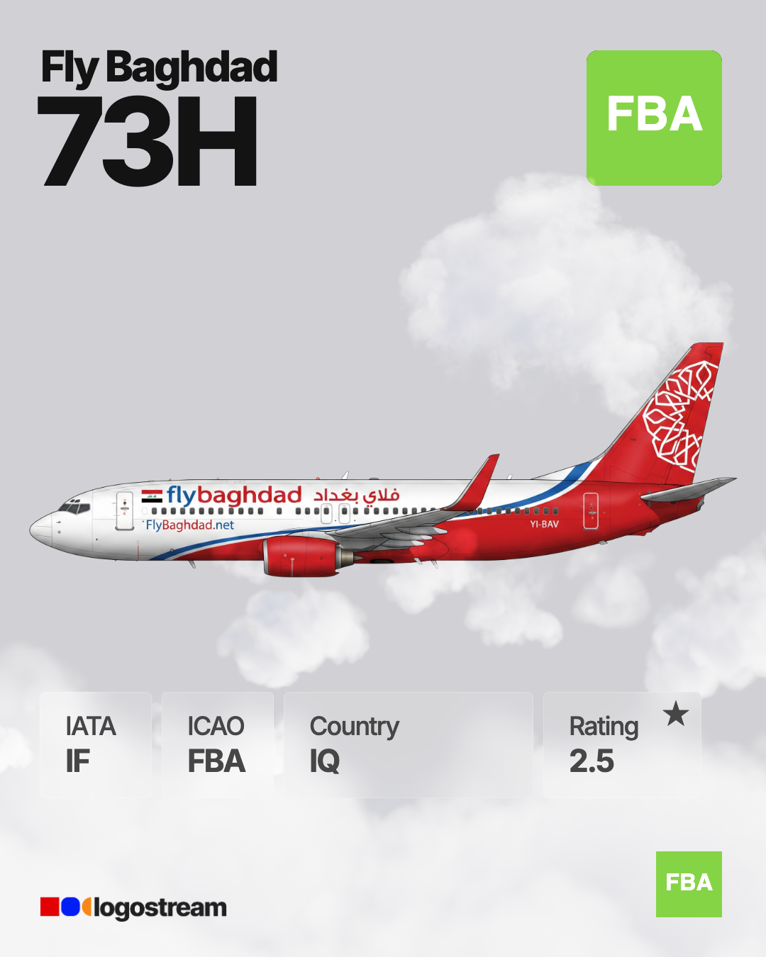 Fly Baghdad (FBA) Aircraft Livery – Airline Logo API Fly Baghdad aircraft livery – FBA airline logo on aircraft
