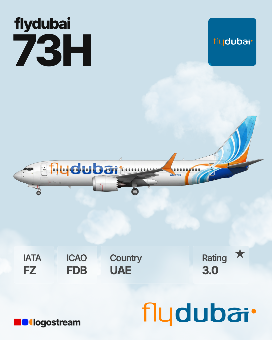 flydubai aircraft livery – FDB airline logo on aircraft