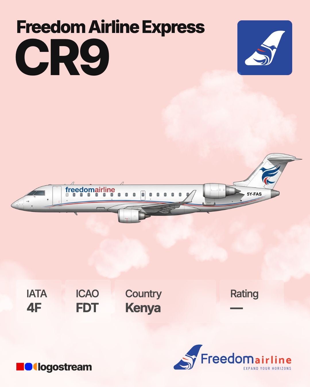 Freedom Airline Express aircraft livery – FDT airline logo on aircraft