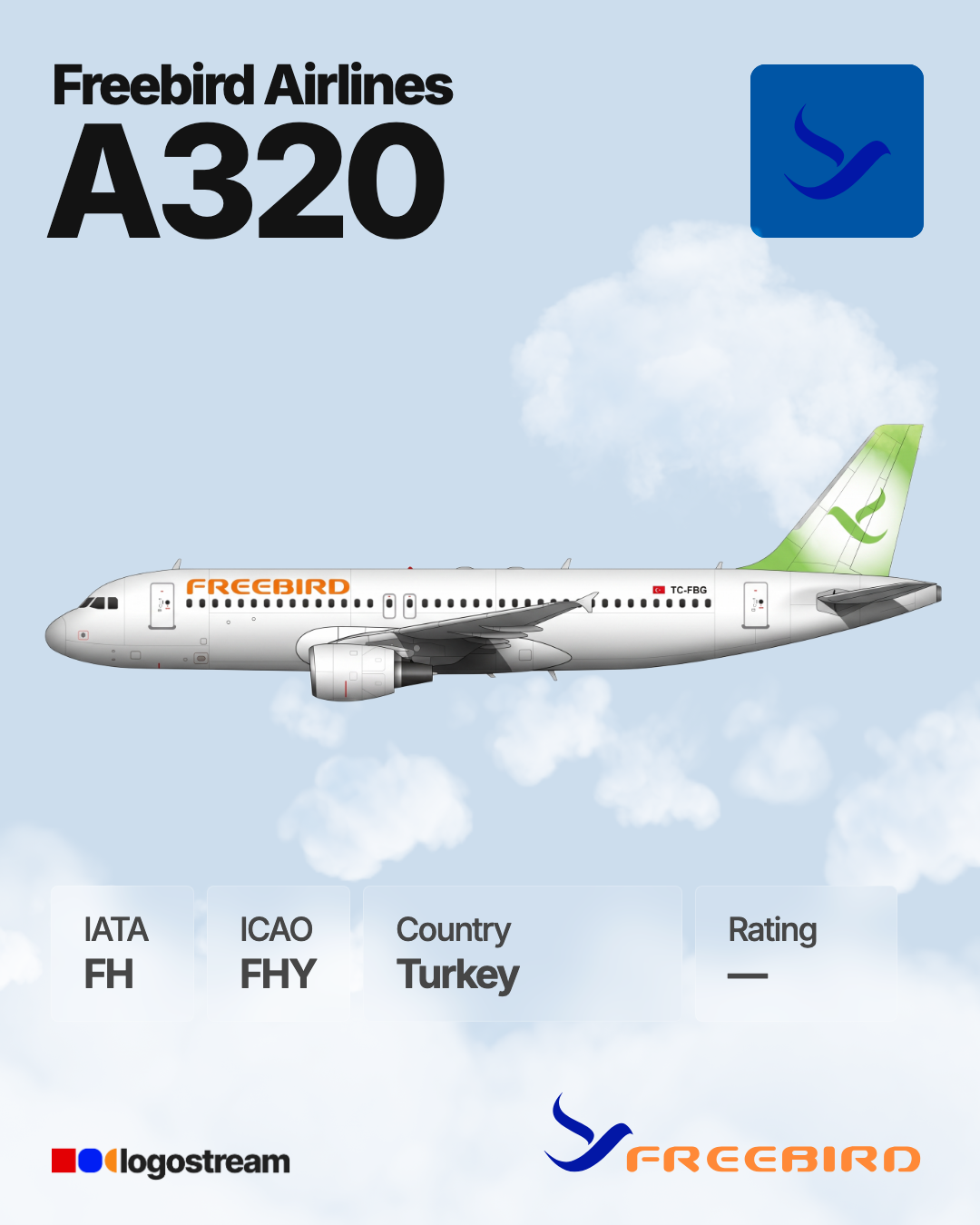 Freebird Airlines (FHY) Aircraft Livery – Airline Logo API Freebird Airlines aircraft livery – FHY airline logo on aircraft
