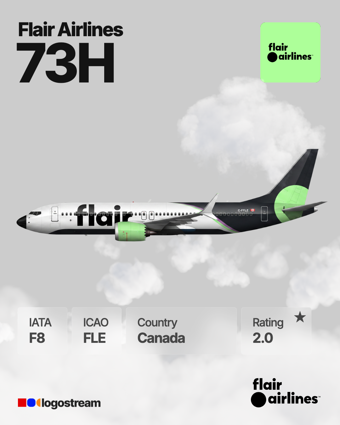 Flair Airlines (FLE) Aircraft Livery – Airline Logo API Flair Airlines aircraft livery – FLE airline logo on aircraft