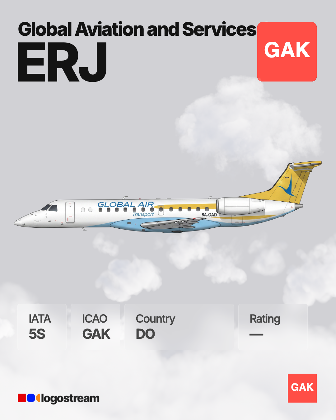 Global Aviation and Services Group aircraft livery – GAK airline logo on aircraft