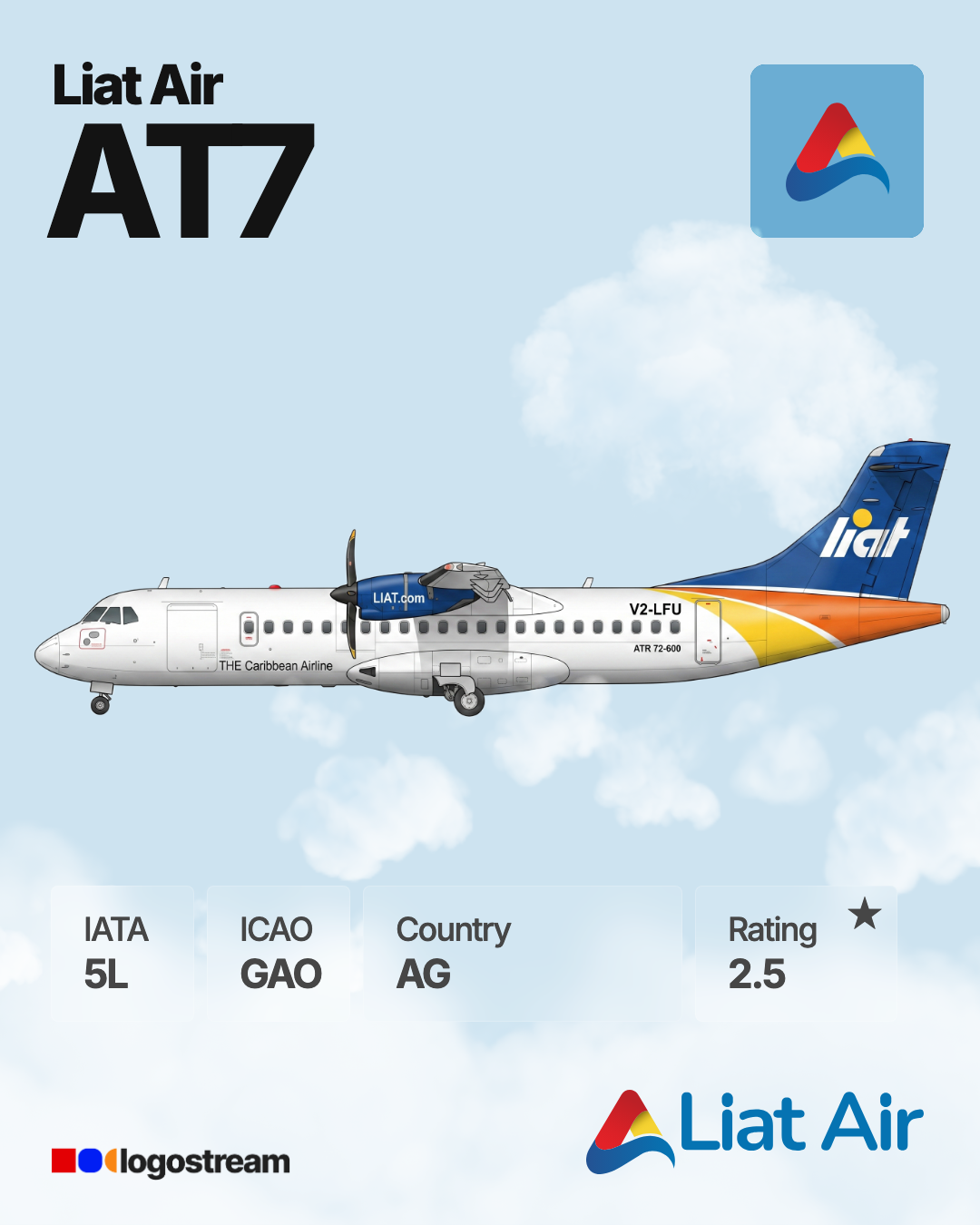 Liat Air aircraft livery – GAO airline logo on aircraft