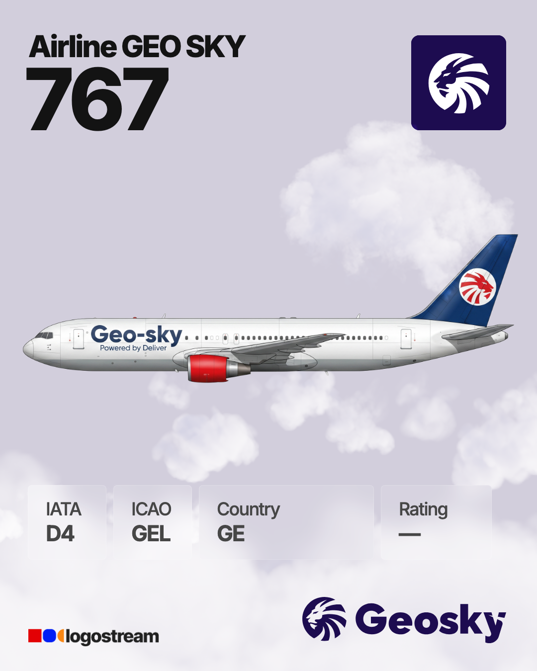 Georgian Wings aircraft livery – GEL airline logo on aircraft