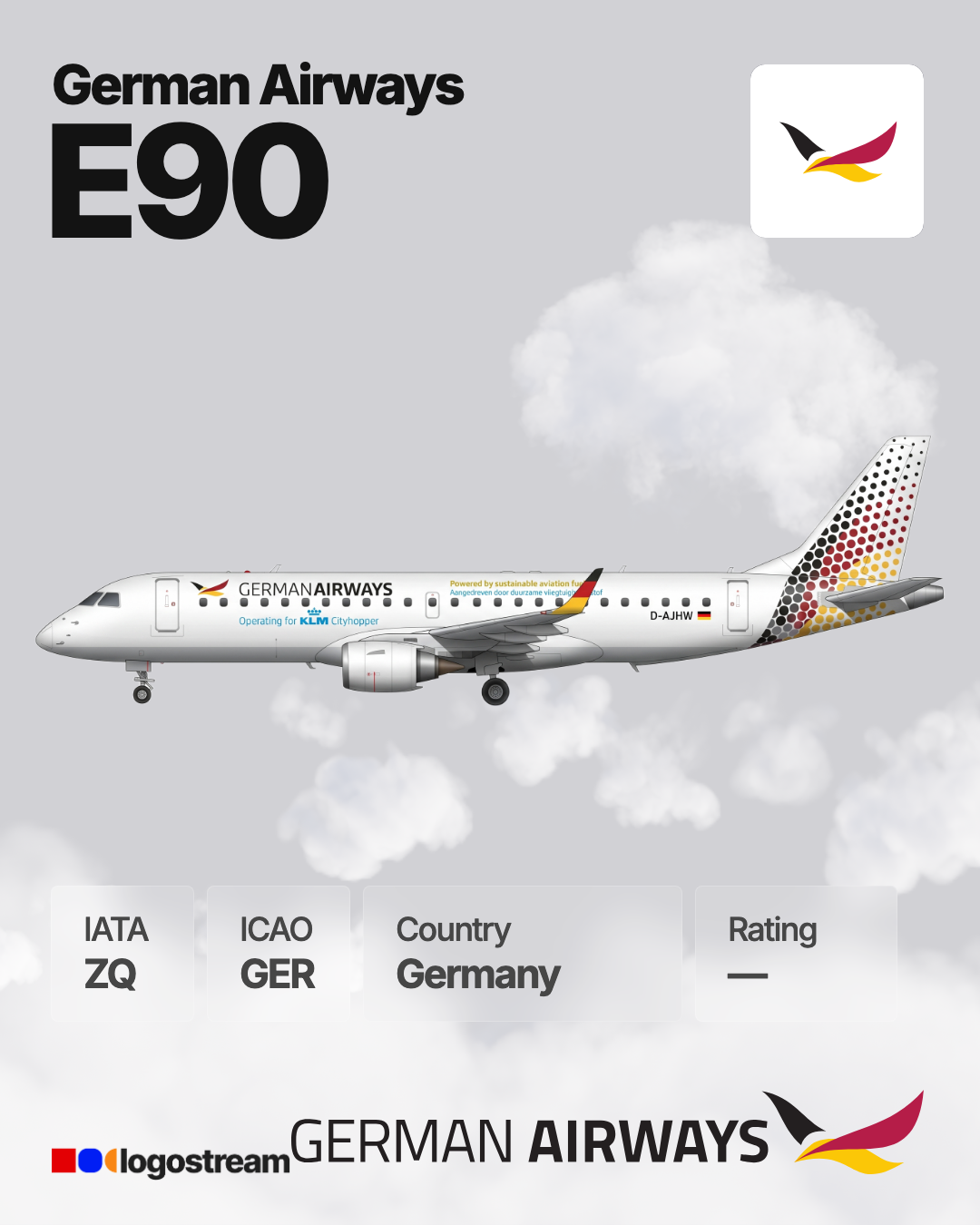 German Airways aircraft livery – GER airline logo on aircraft