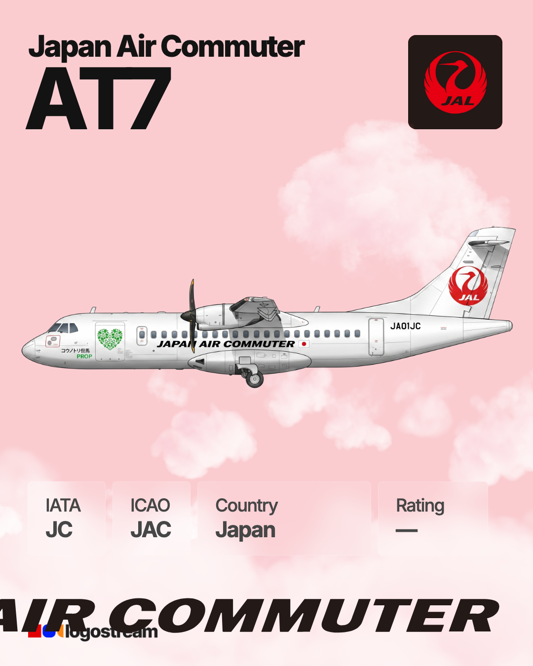 Japan Air Commuter aircraft livery – JAC airline logo on aircraft
