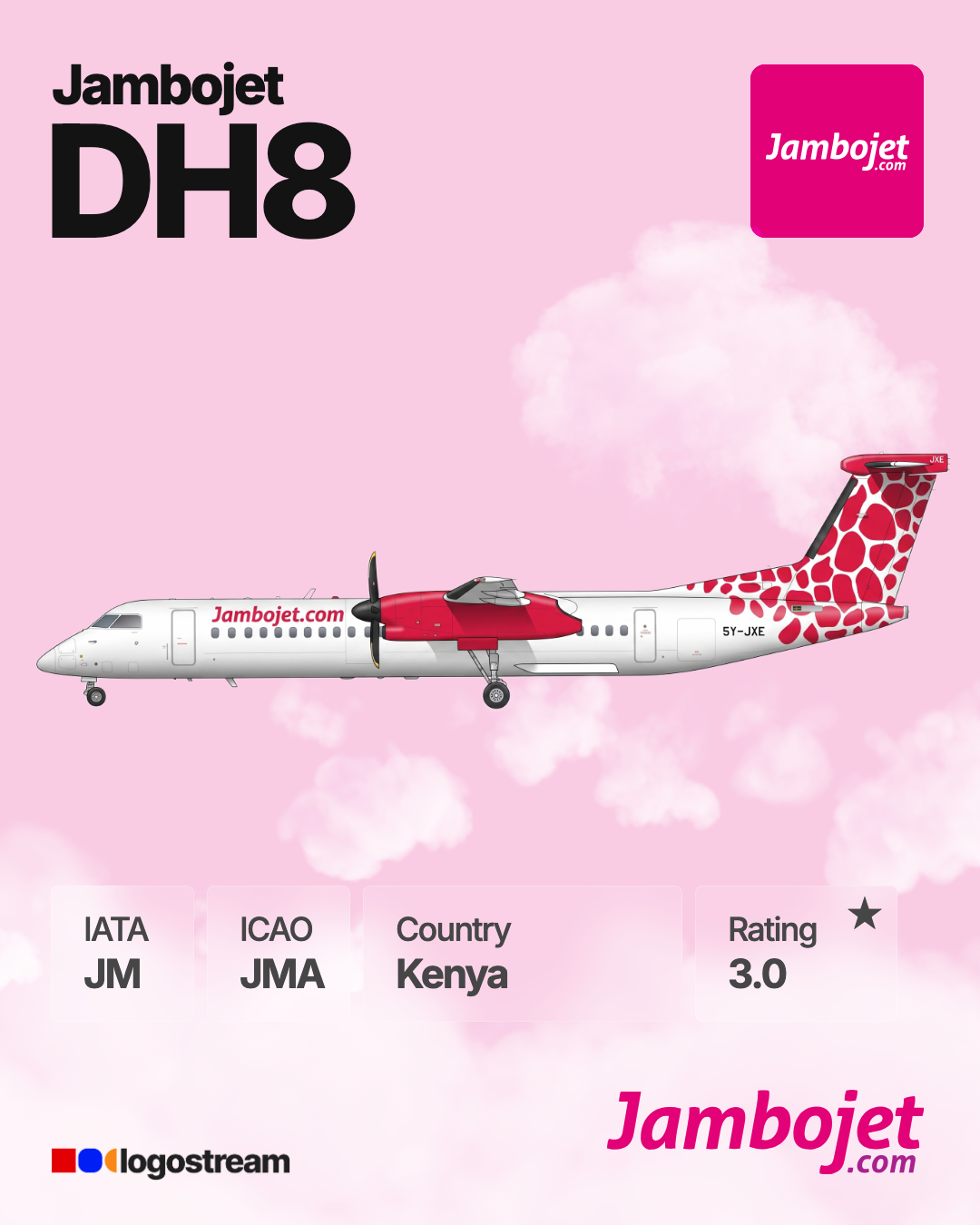 Jambojet aircraft livery – JMA airline logo on aircraft