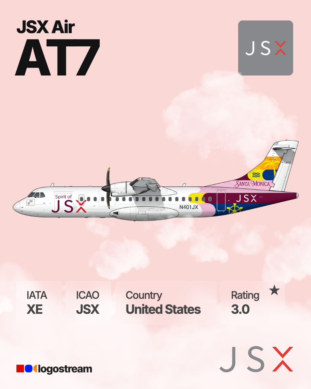JSX (airline) aircraft livery – JSX airline logo on aircraft