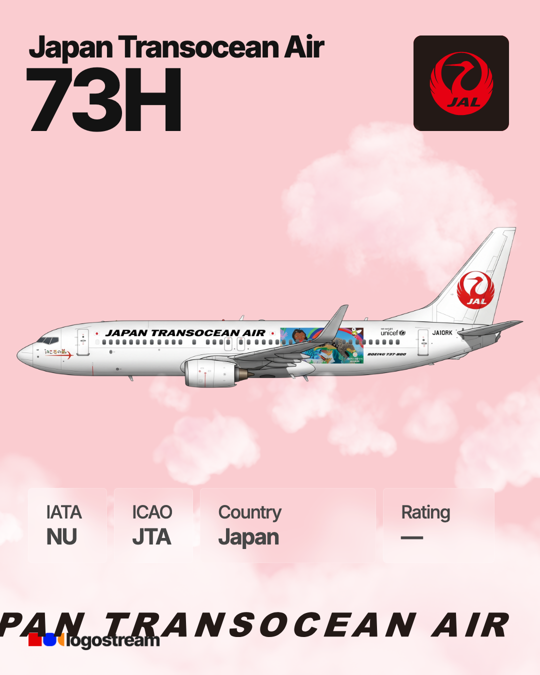 Japan Transocean Air aircraft livery – JTA airline logo on aircraft