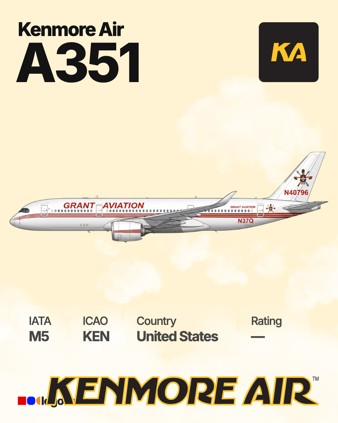 Kenmore Air aircraft livery – KEN airline logo on aircraft
