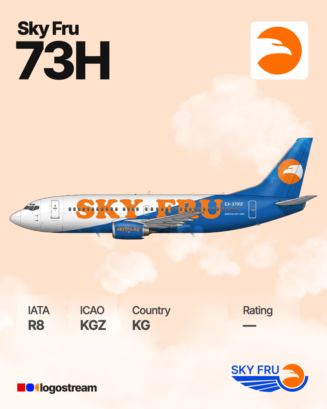 Sky FRU aircraft livery – KGZ airline logo on aircraft