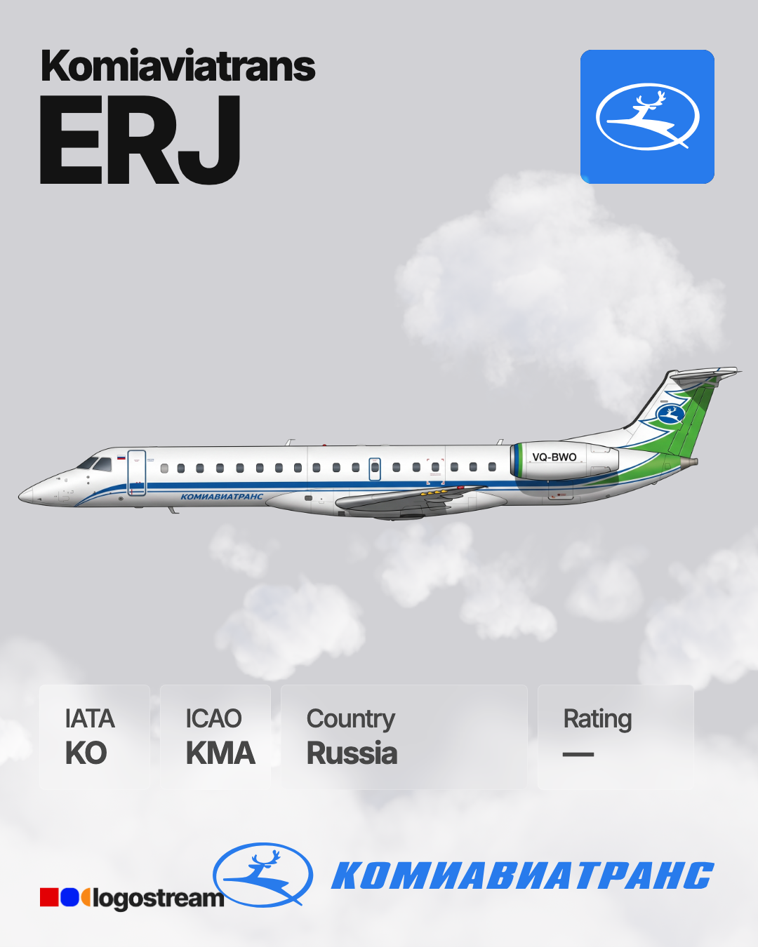 Komiaviatrans aircraft livery – KMA airline logo on aircraft