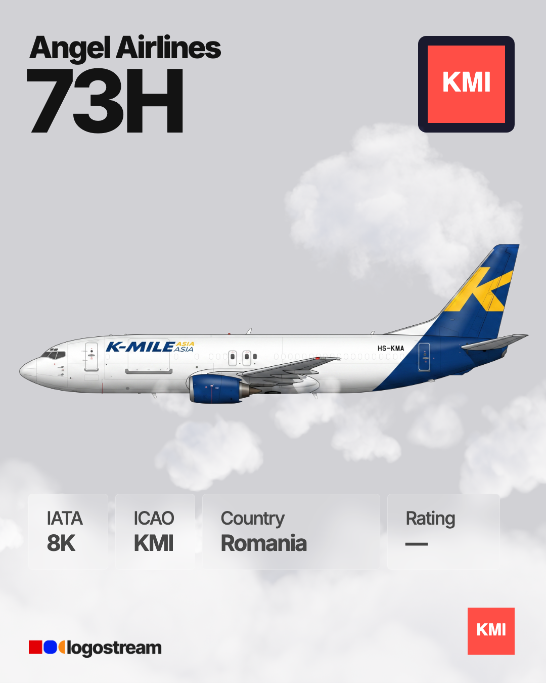K-Mile Air aircraft livery – KMI airline logo on aircraft