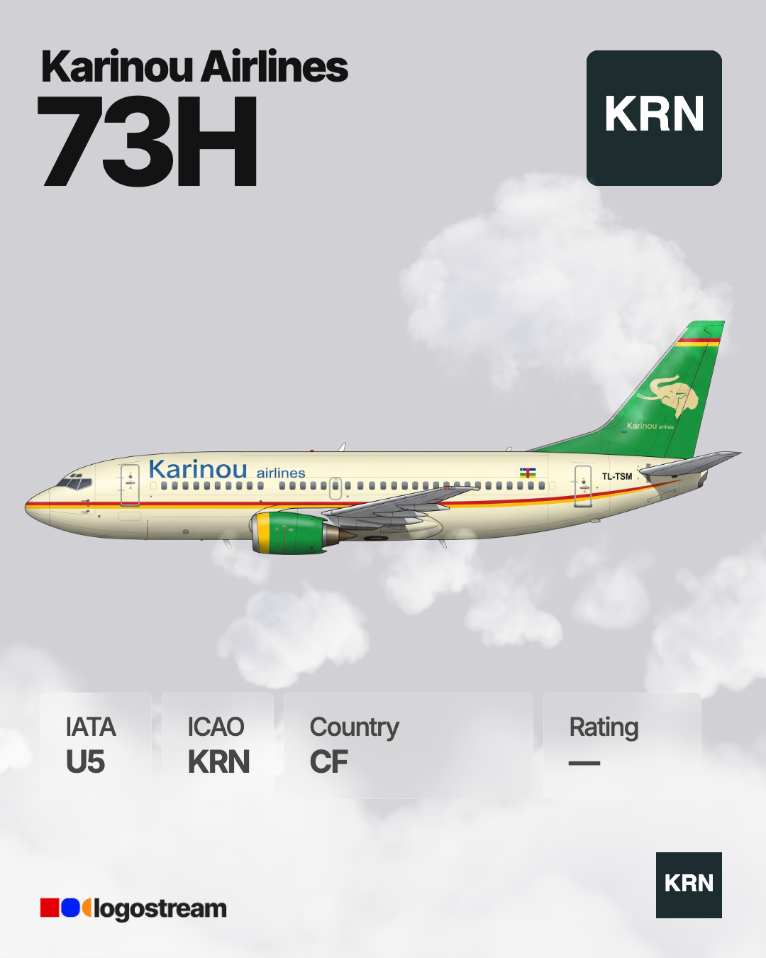 Karinou Airlines (KRN) Aircraft Livery – Airline Logo API Karinou Airlines aircraft livery – KRN airline logo on aircraft