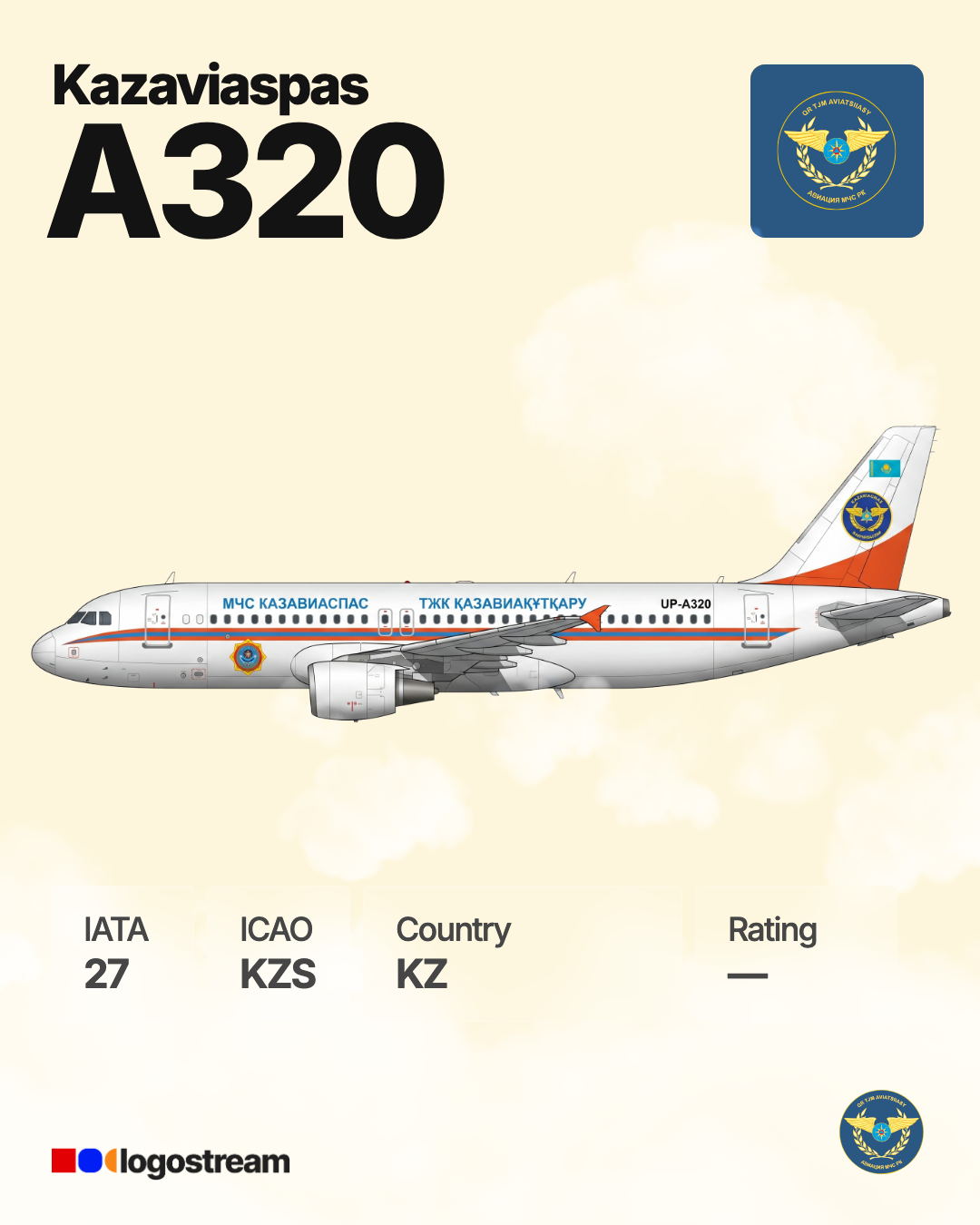 Kazaviaspas aircraft livery – KZS airline logo on aircraft