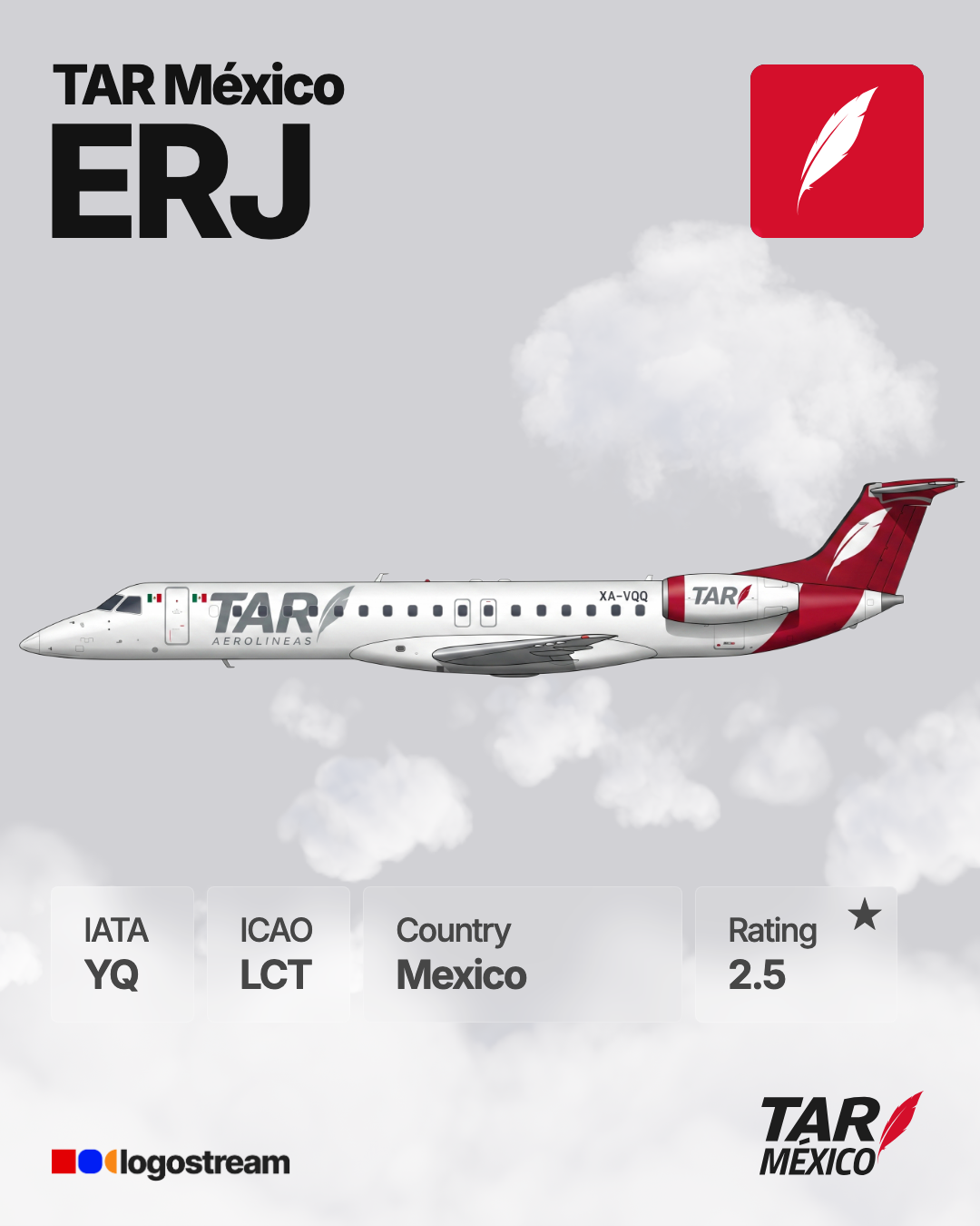 TAR Aerolíneas aircraft livery – LCT airline logo on aircraft