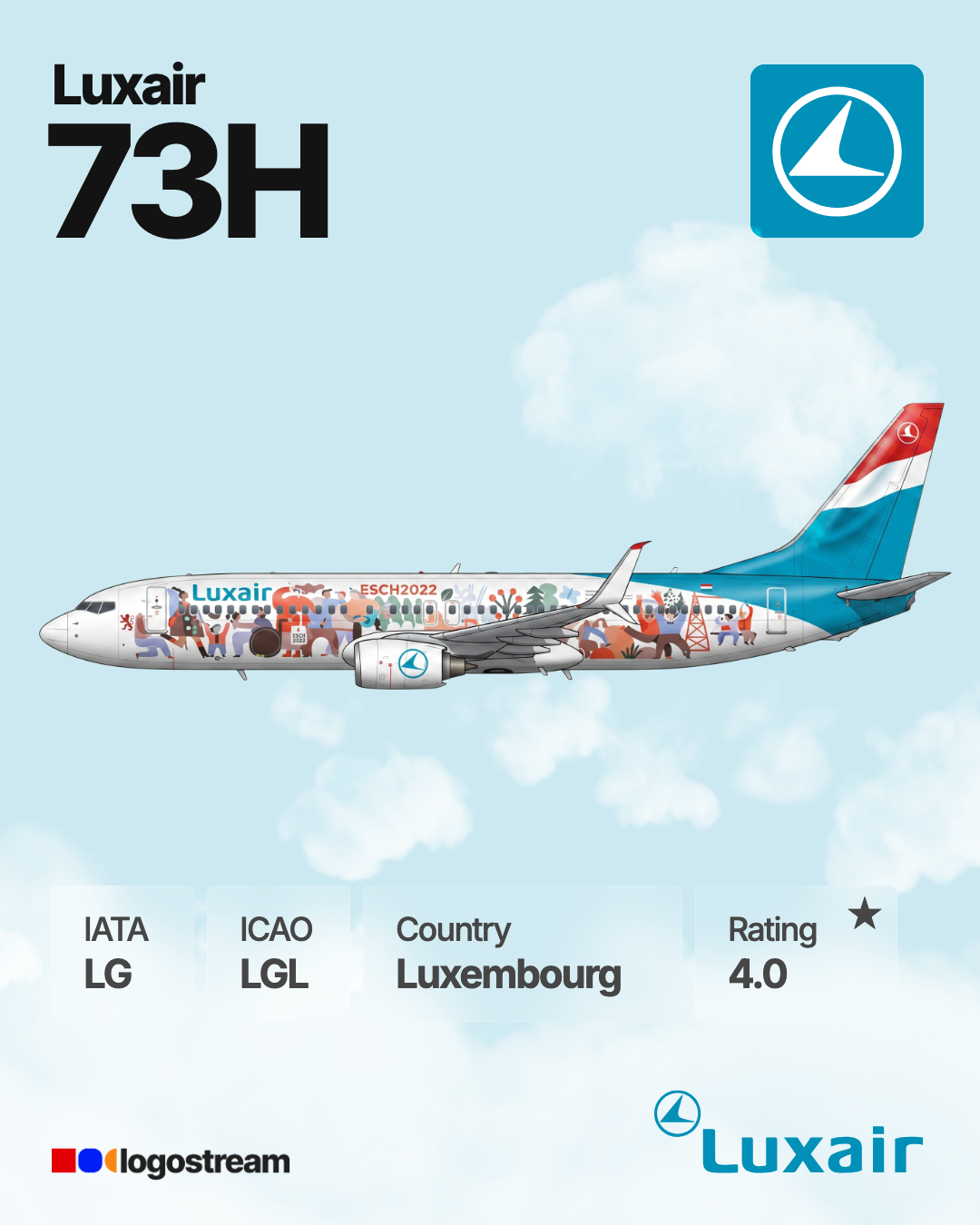Luxair (LGL) Aircraft Livery – Airline Logo API Luxair aircraft livery – LGL airline logo on aircraft