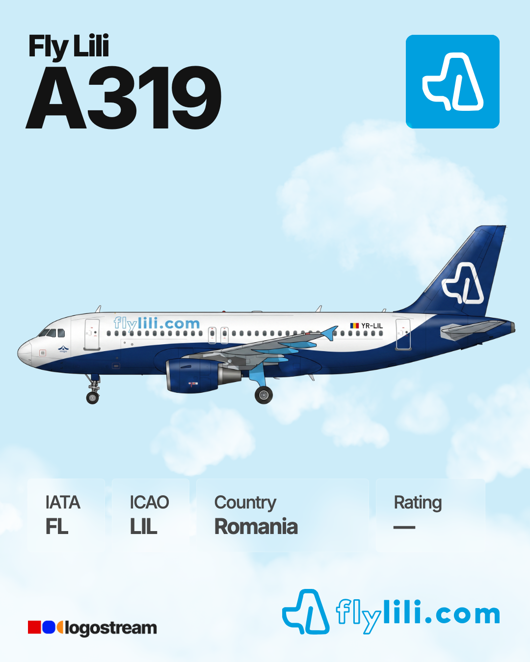Fly Lili aircraft livery – LIL airline logo on aircraft