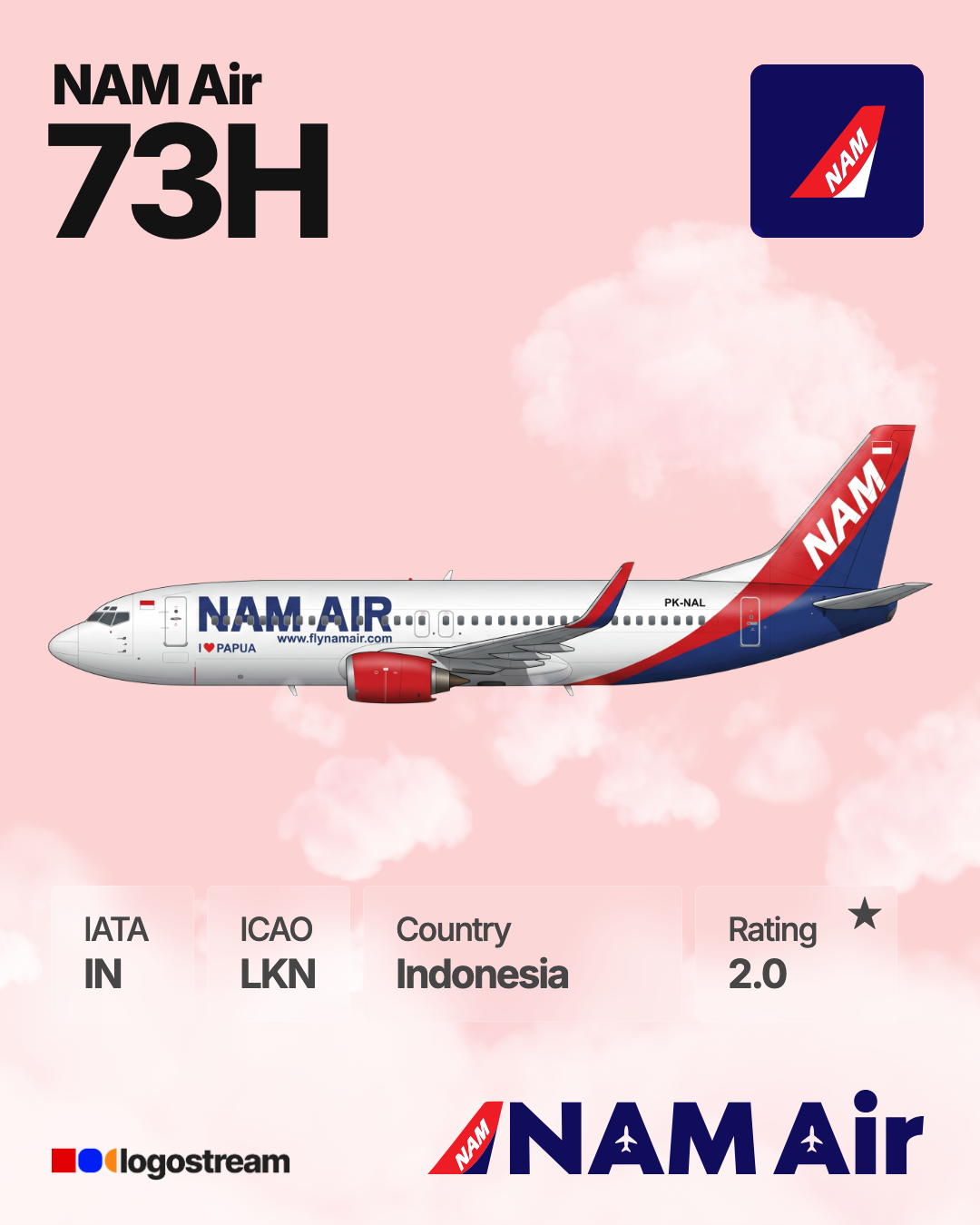 NAM Air aircraft livery – LKN airline logo on aircraft