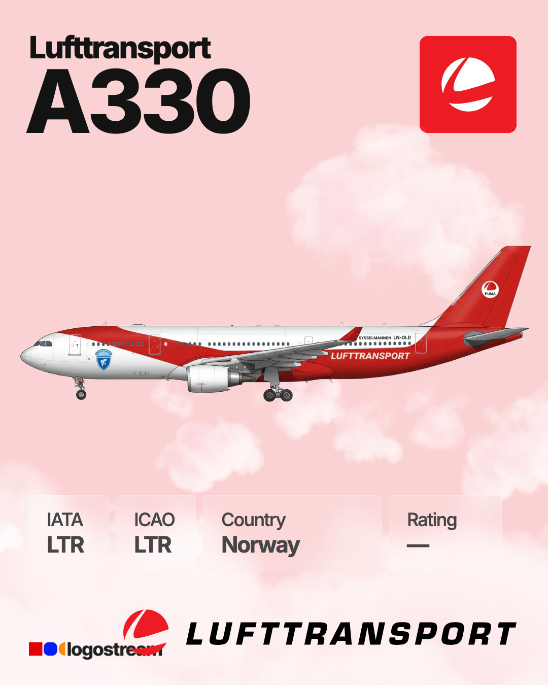 Lufttransport aircraft livery – LTR airline logo on aircraft