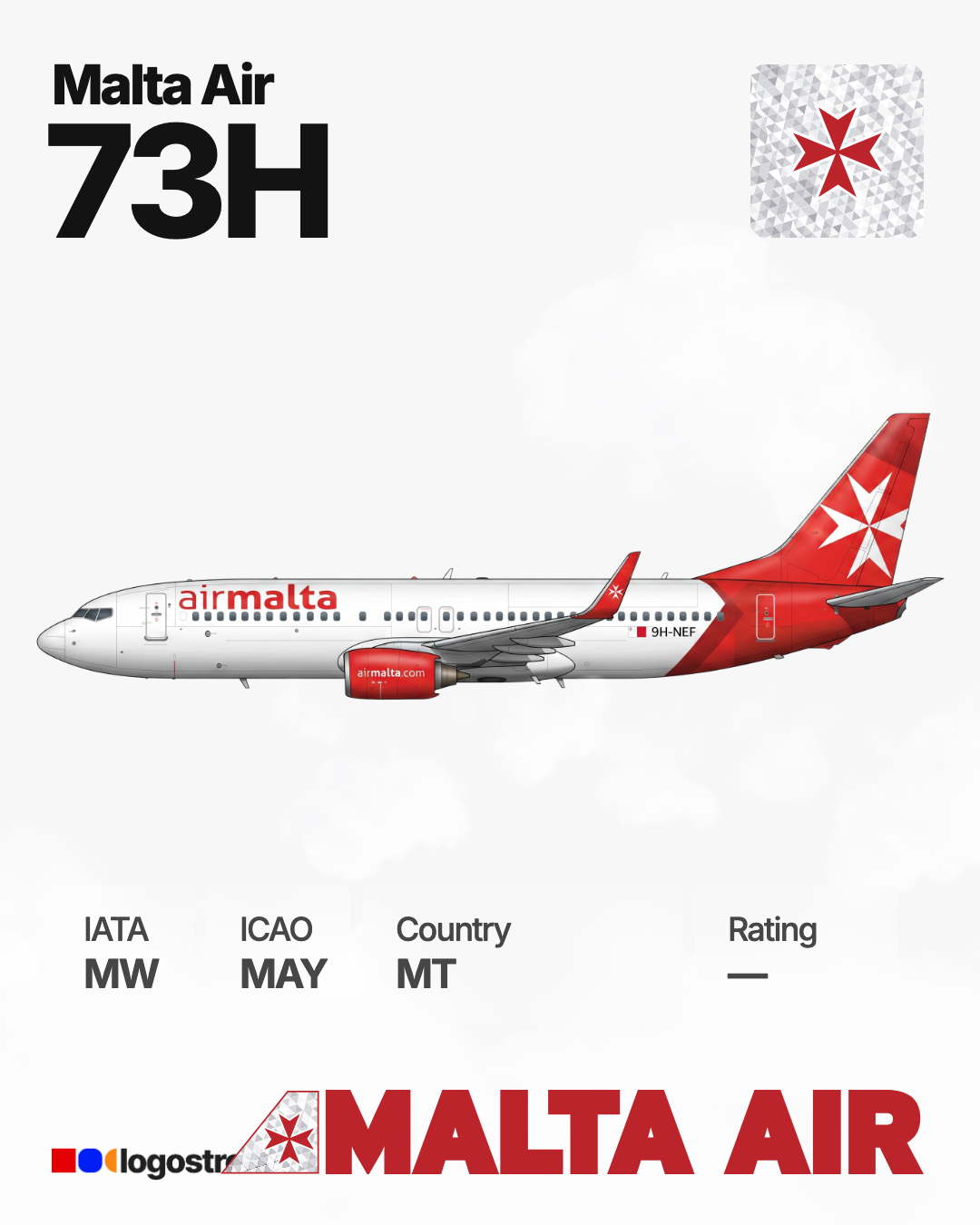 Malta Air aircraft livery – MAY airline logo on aircraft