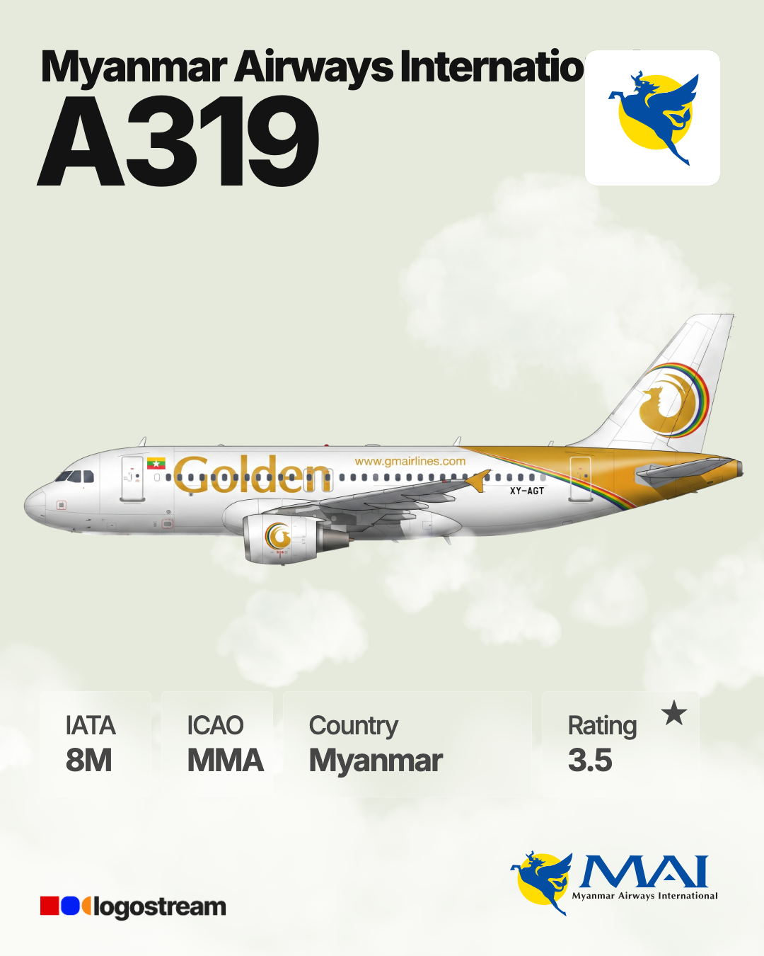 Mondair aircraft livery – MMA airline logo on aircraft