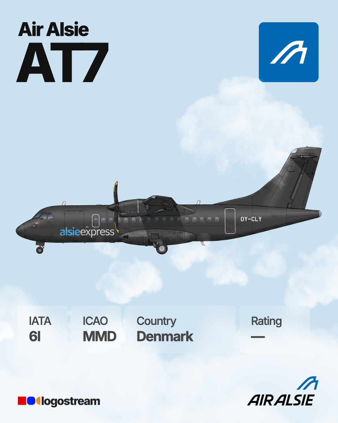 Air Alsie aircraft livery – MMD airline logo on aircraft