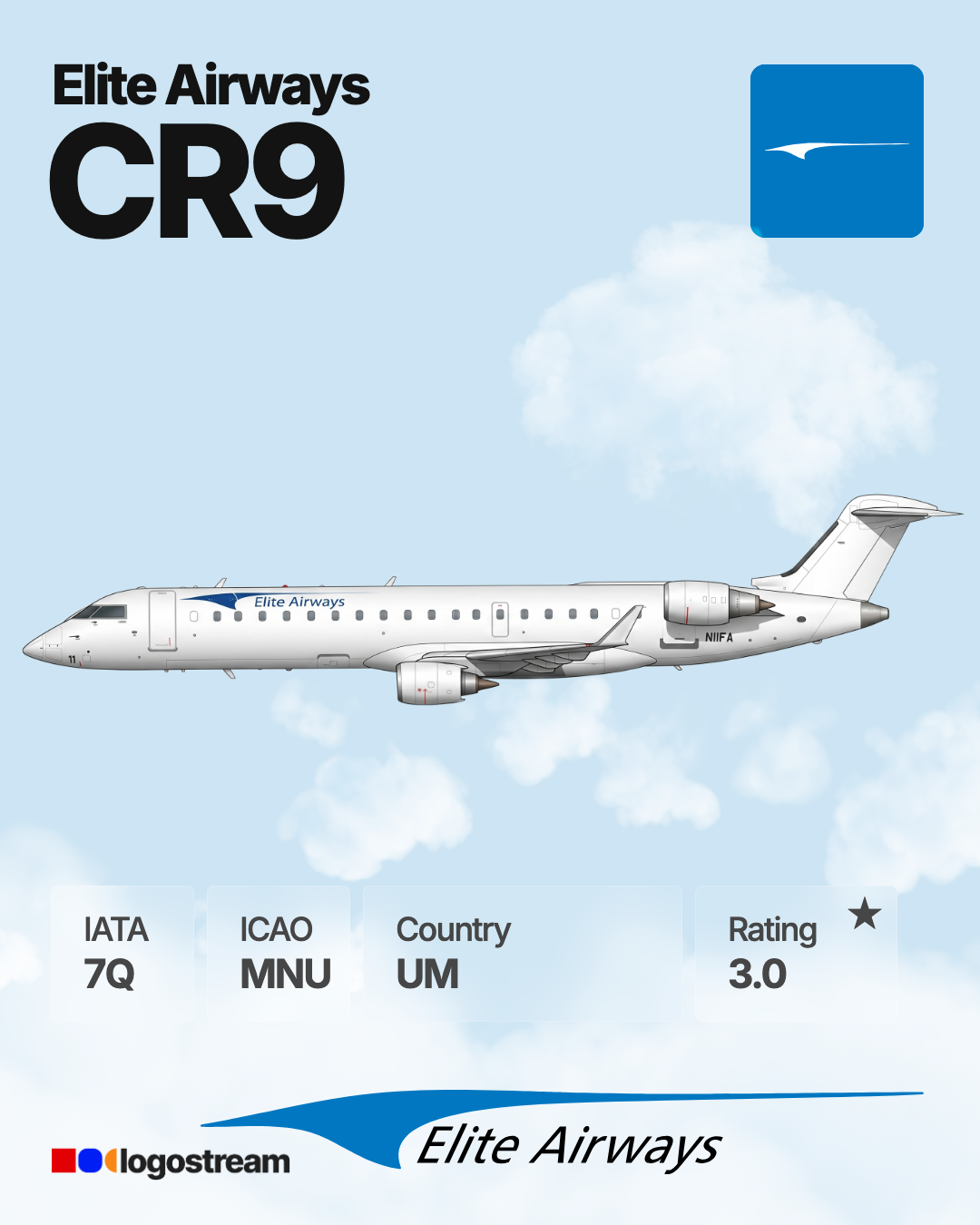 Cal Jet Elite Air aircraft livery – MNU airline logo on aircraft