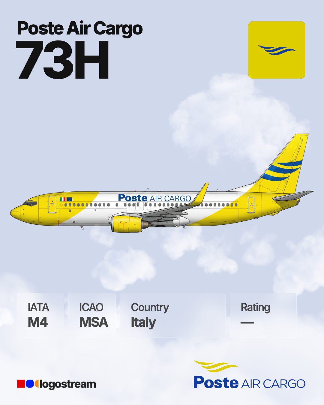 Poste Air Cargo aircraft livery – MSA airline logo on aircraft