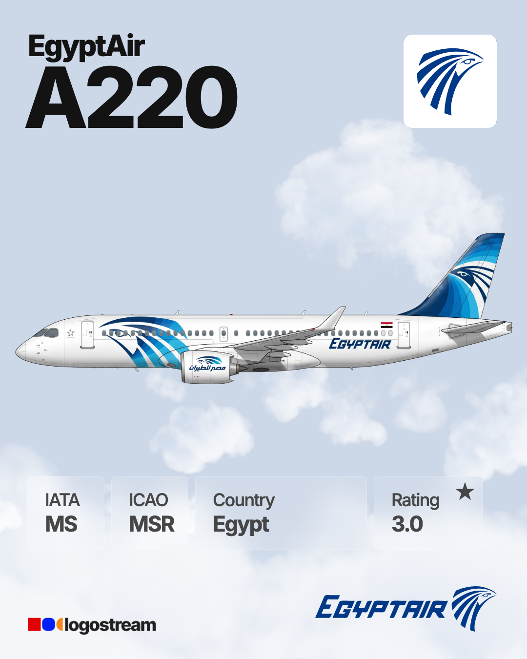 EgyptAir aircraft livery – MSR airline logo on aircraft