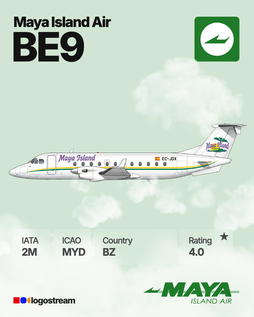 Maya Island Air aircraft livery – MYD airline logo on aircraft